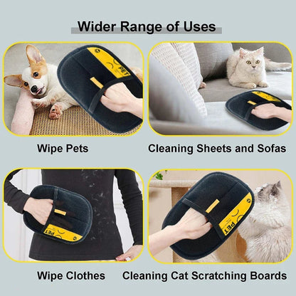 Electrostatic Pet Hair Remover Gloves for Cats and Dogs - Reusable Washable Grooming Gloves with 2-in-1 Lint Roller Brush - Safe and Non-Toxic