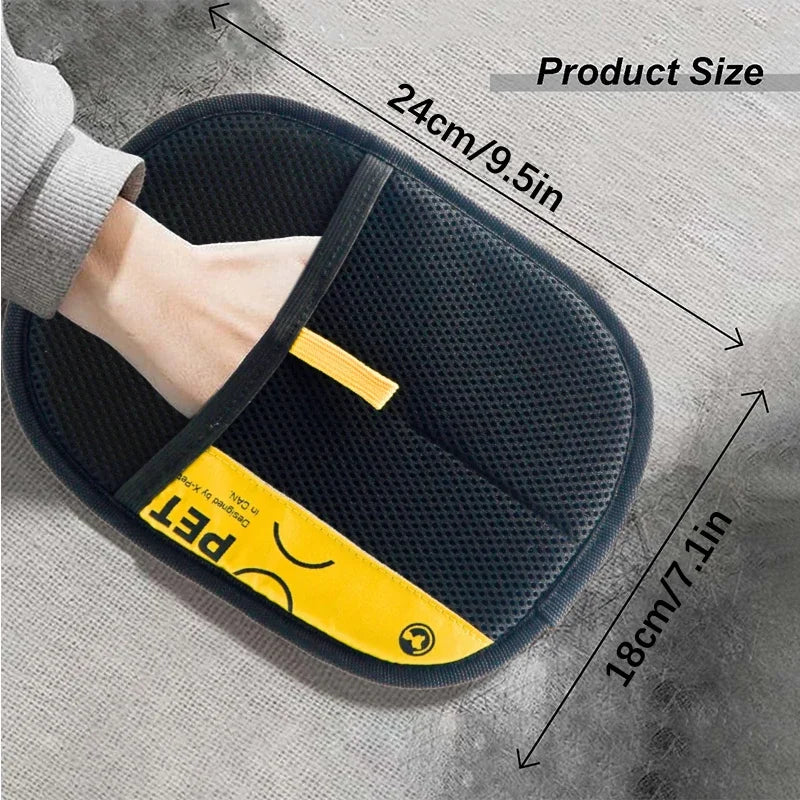 Electrostatic Pet Hair Remover Gloves for Cats and Dogs - Reusable Washable Grooming Gloves with 2-in-1 Lint Roller Brush - Safe and Non-Toxic
