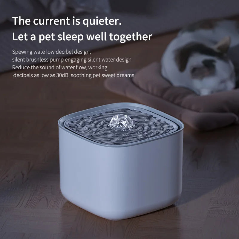 3L Automatic Cat Water Fountain with Recirculation Filter and Large Capacity, USB Electric Silent Water Dispenser