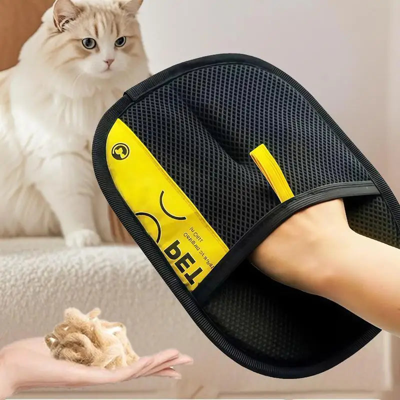 Electrostatic Pet Hair Remover Gloves for Cats and Dogs - Reusable Washable Grooming Gloves with 2-in-1 Lint Roller Brush - Safe and Non-Toxic